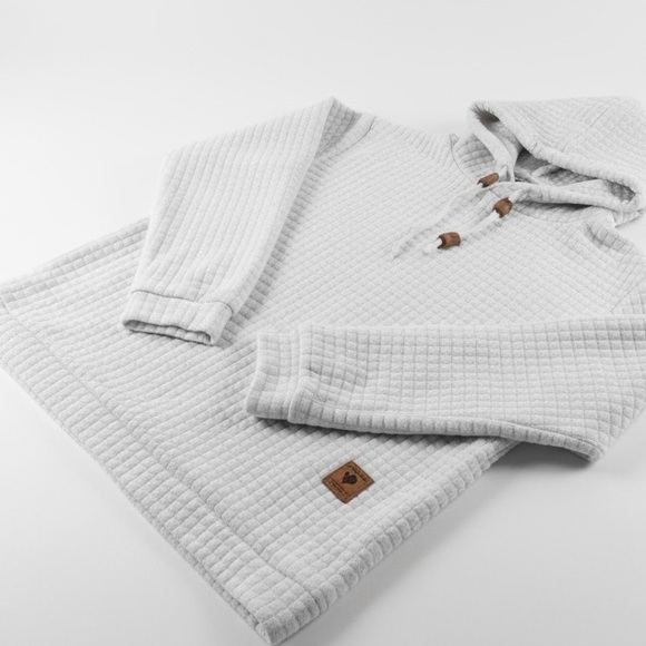 Vogue Men’s White pullover hoodie waffle style size Large Textured Hoodie - Picture 6 of 11